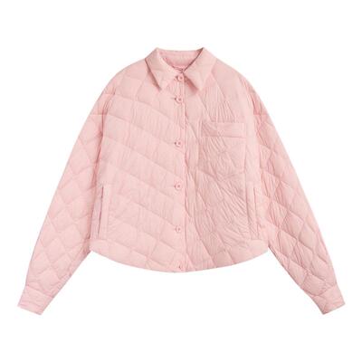 紫涵衬衫式菱格羽绒服女冬季新款轻薄设计感通勤宽松鸭绒衬衣外套