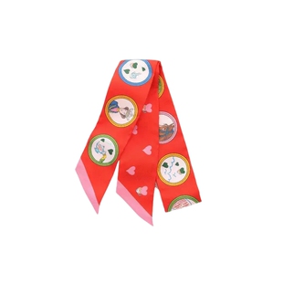 中古Hermes爱马仕女S级99新Twilly小丝巾丝绸围巾/丝巾红色气质