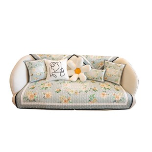 枕西湖 美式花卉淡雅沙发垫高级雪尼尔防刮耐磨四季通用沙发巾套