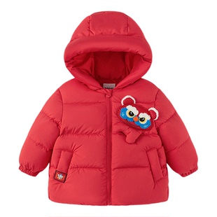 巴拉巴拉宝宝羽绒服婴儿红色外套男童加厚衣服儿童过年冬装女童小
