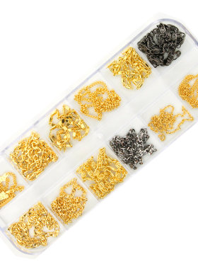 美甲金属链条金银小钢珠朋克风