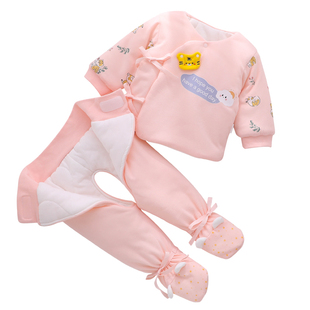 初生婴儿棉袄冬季夹棉保暖加厚52码宝宝棉衣棉裤套装分体女宝冬装