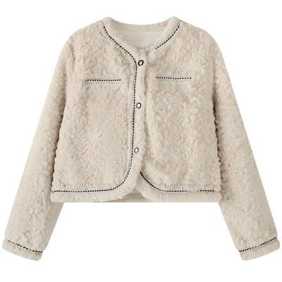 慕兔法式高级感羊羔绒短款外套