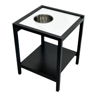 高端棋牌室麻将桌边岩板茶几麻将机茶几茶水架烟灰缸置物架茶水桌