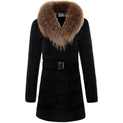 传淇大毛领记忆面料中长款羽绒服