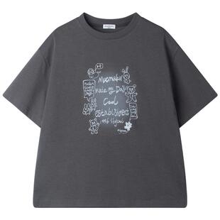 MUCMUKN【sorona凉感】莱赛尔抑菌棉手绘趣味印花短袖T恤童装夏