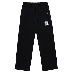 聂玮辰同款GUUKA潮牌黑色长裤男款 小狗刺绣裤子情侣直筒卫裤宽松