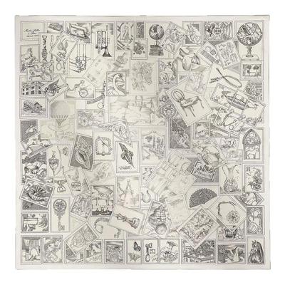 丝巾真丝桑蚕丝方巾女90ⅹ90【福宝集邮者】双面印花重磅18姆头巾