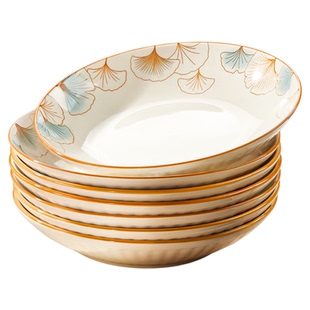 釉下彩盘子菜盘家用2025新款陶瓷碗碟餐具套装高级感碟子深盘餐盘