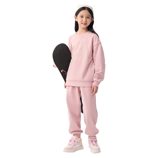 巴拉巴拉女童运动套装中大童加绒两件套儿童卫衣舒适春装新款童装