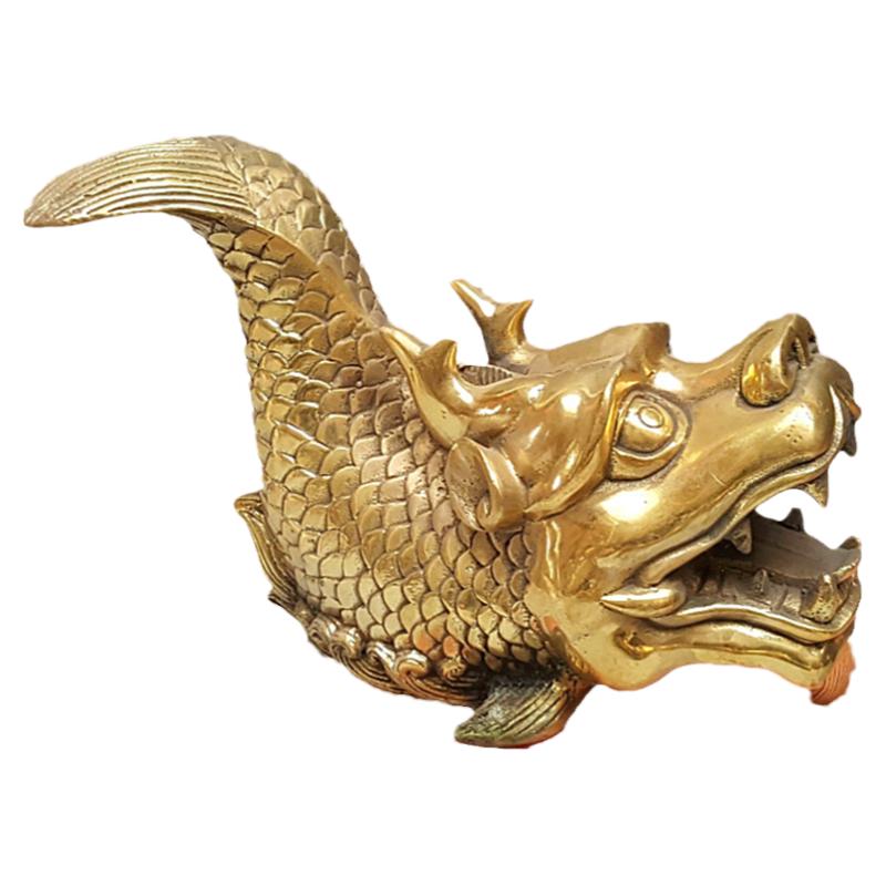 铜龙鱼 纯铜鸱吻年年有鱼 鸱吻鱼螭吻家居客厅工艺品装饰铜器