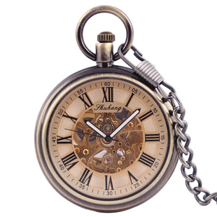 全自动机械怀表罗马复古怀旧男女镂空情侣表学生吊坠项链表非翻盖