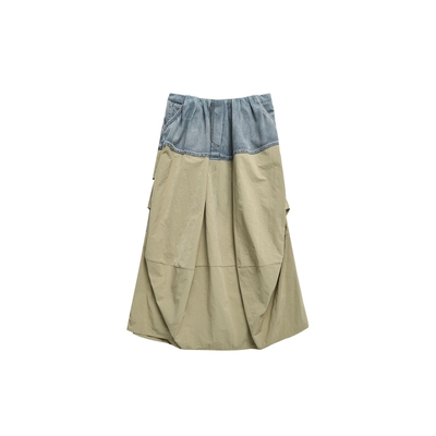 VVNK JANE PLUS2026春季新款牛仔拼接花苞半身裙女J610791035A