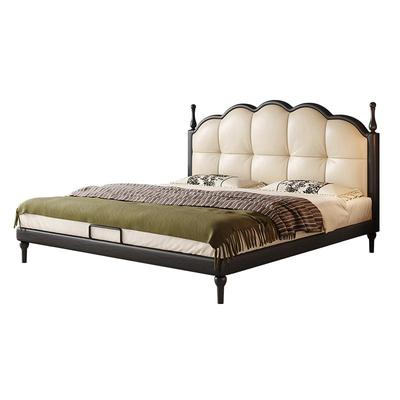 帕沙曼真皮实木床法式复古双人床