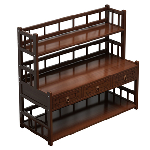 桌面博古架小型中式茶桌收纳置物架非实木茶叶放置架紫砂壶摆放架