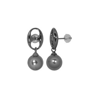 USITE倪妮同款猪鼻子耳坠S925纯银秋冬简约气质耳饰女黑珍珠耳钉