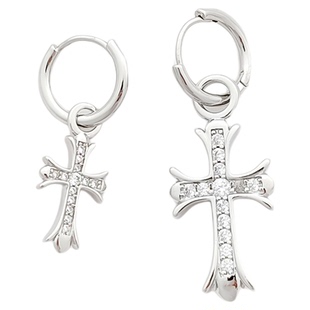 米乐 AB款欧美个性不对称十字架耳环女小众气质轻奢耳扣时尚耳坠