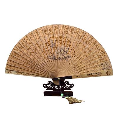 王星记拉花镂空工艺红檀扇