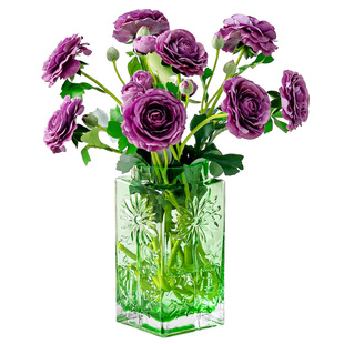小雏菊浮雕花瓶摆件客厅插花高级感玻璃透明轻奢芍药水养鲜花玫瑰