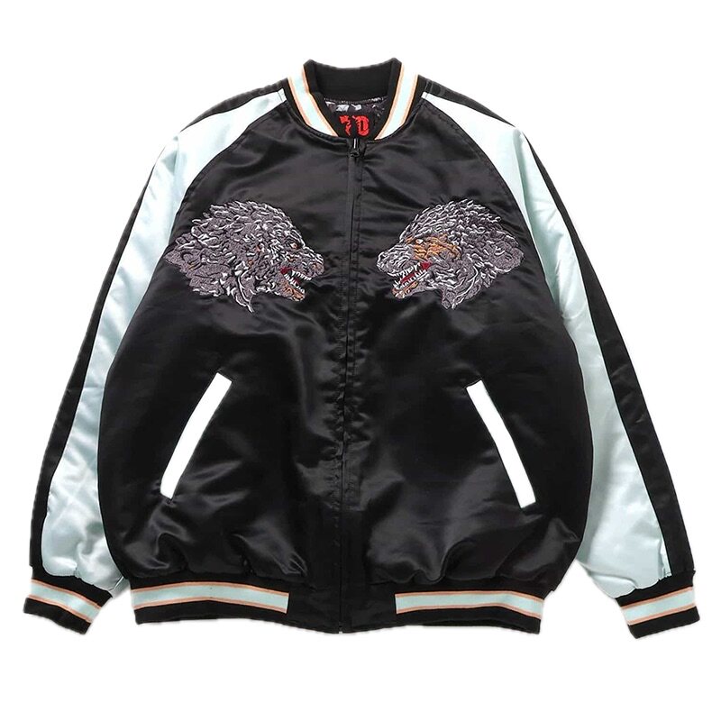 日本 breeze 2025冬儿童荧光刺绣恐龙哥斯拉怪兽棒球服夹棉服夹克