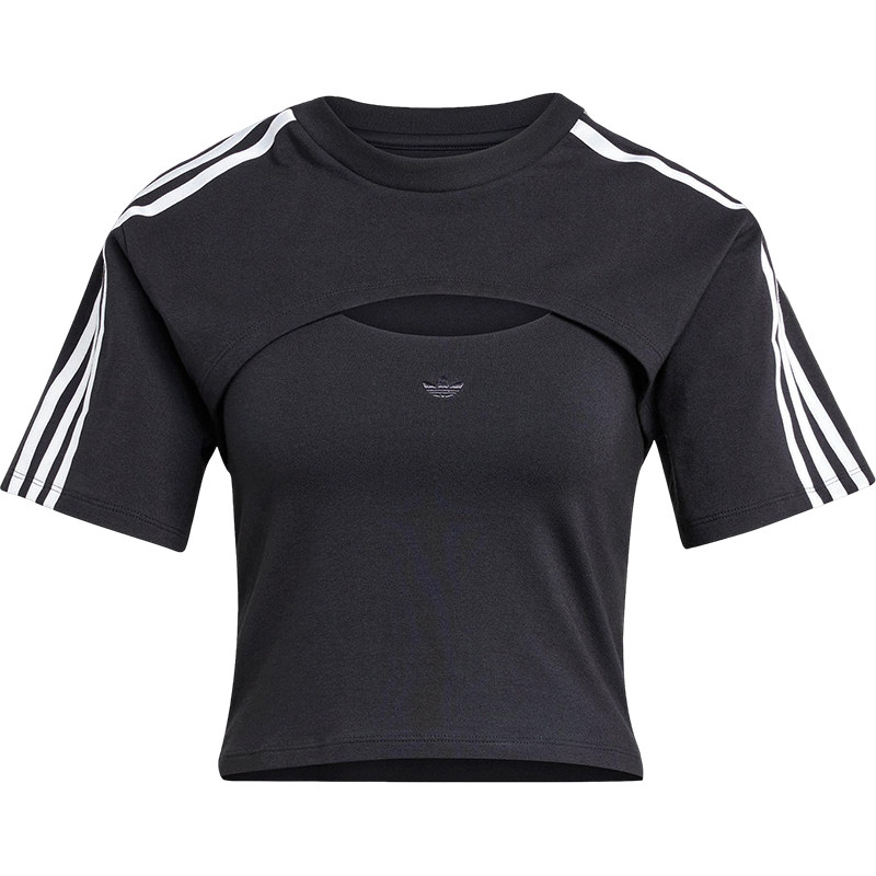 Adidas/阿迪达斯正品三叶草女士短款修身运动时尚经典T恤JD0042