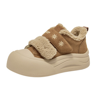 戈美其厚底毛毛鞋秋冬加绒保暖魔术贴休闲板鞋商场同款羊羔绒女鞋