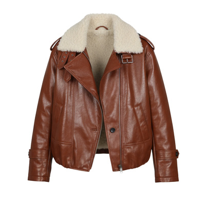 时尚百搭复古拼接羽绒皮衣外套潮