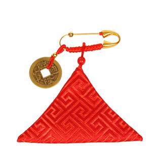 防水护身符三角 宝宝婴儿不惊吓胎发胎毛袋 沙金别针项链挂绳挂脖