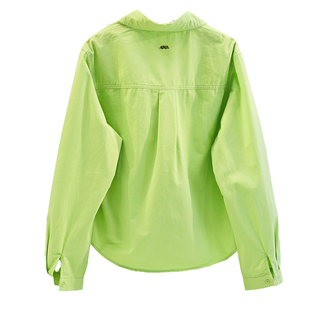 果绿色刺绣卡通衬衫女长袖宽松休闲衬衣2026春夏小个子上衣薄外套