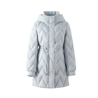 OSA连帽白鸭绒羽绒服中长款外套