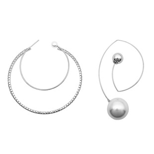 ACC小众设计不对称珍珠耳环新款夸张大耳钉女夏季高级感简约耳饰