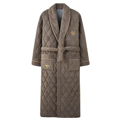 家居服珊瑚绒夹棉睡袍猫人男