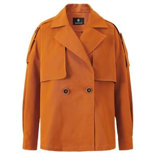 曼德诗短款风衣外套女款2025秋装新款直筒上衣气质ins百搭西装领