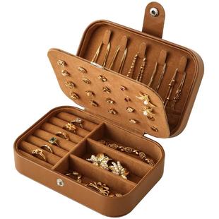 便携首饰盒高档精致小型耳饰戒指项链耳钉包黄金手饰品收纳盒新款