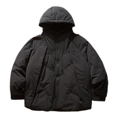 逸古森黑色痞帅连帽棉衣