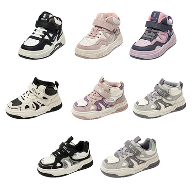 百丽童鞋女童高帮加绒板鞋