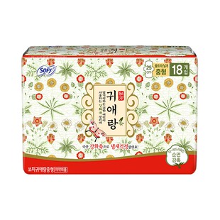 贵艾朗韩国进口原贵爱娘棉柔亲肤干爽透气草本日用卫生巾25cm18片