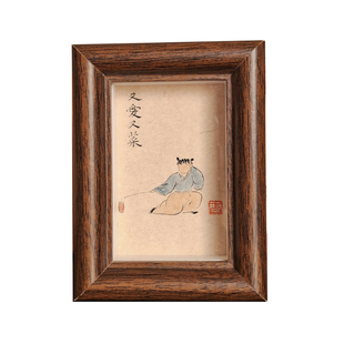 3寸国画桌面摆台书法相框工笔画水墨古风芥子园人物画新中式装饰