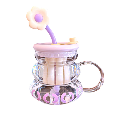 高硼硅材质通用含有吸管玻璃杯