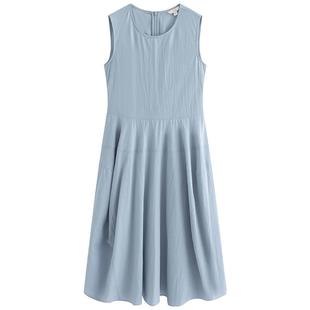 阿依莲简约气质高档连衣裙女25年夏新款时尚纯色无袖中长洋气裙子