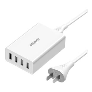 绿联多口充电器手机充电插头ipad平板2.4a快充一拖四分4口旅行多功能充电头桌面带线充电器适用苹果安卓手机