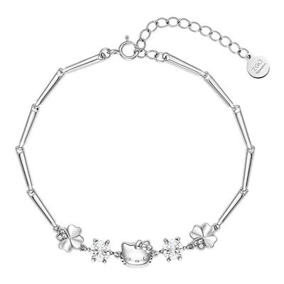 潮色绘hellokitty四叶草手链纯银