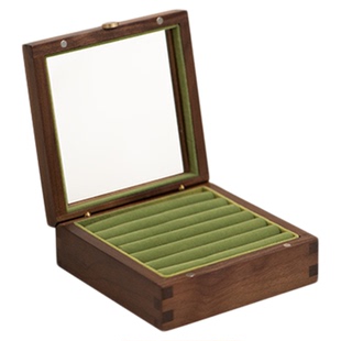 一纪戒指盒高级感轻奢首饰盒实木内衬戒指耳饰耳环专用收纳盒防尘