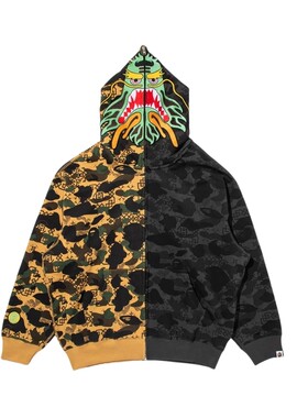 BAPE X CLOT联名男装秋冬迷彩纹理图案鲨鱼连帽卫衣917151P