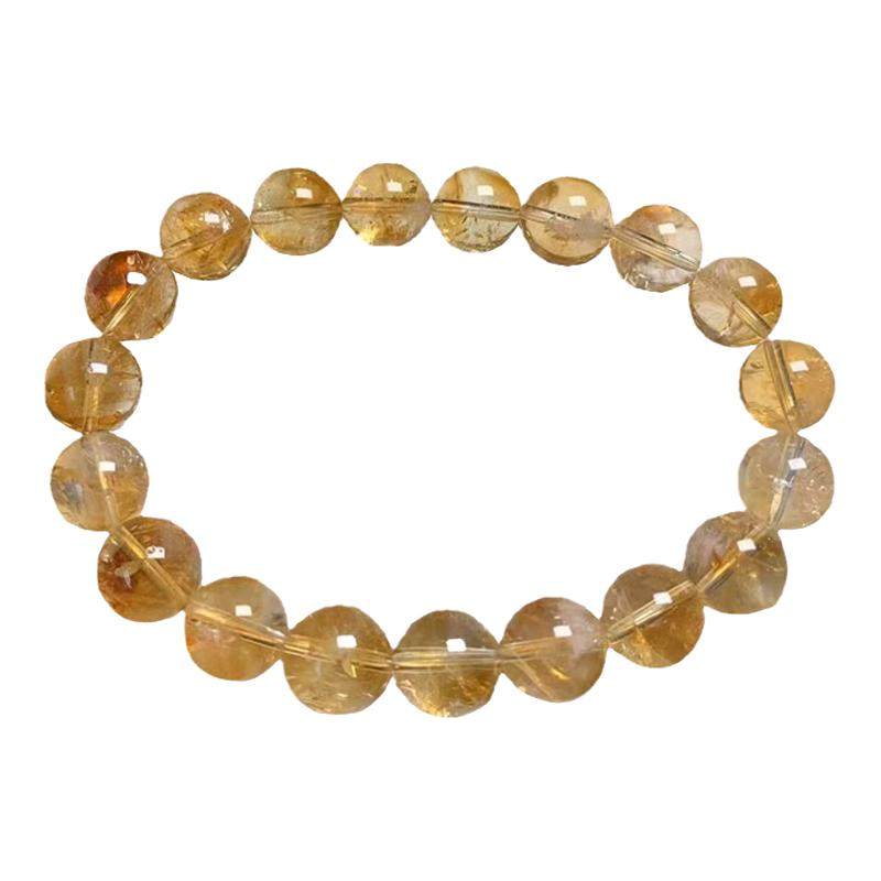 天然巴西黄水晶手链黄阿塞招财黄色珠子串珠散珠单圈手串男女饰品
