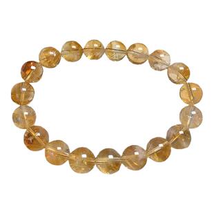 天然巴西黄水晶手链黄阿塞招财黄色珠子串珠散珠单圈手串男女饰品