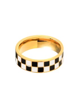 气质女款格子戒不褪色显高级