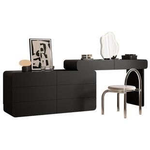 法莎蒂实木烤漆梳妆台卧室现代简约收纳化妆桌一体轻奢黑色梳妆桌