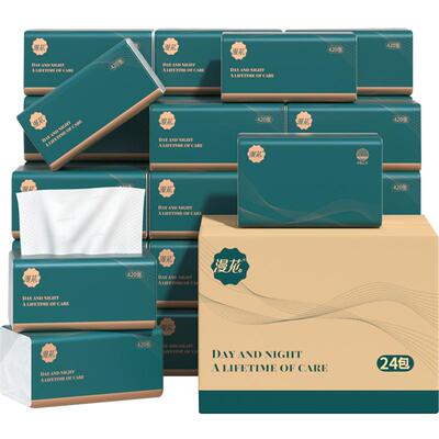 漫花4层加厚箱装抽纸105抽×24包