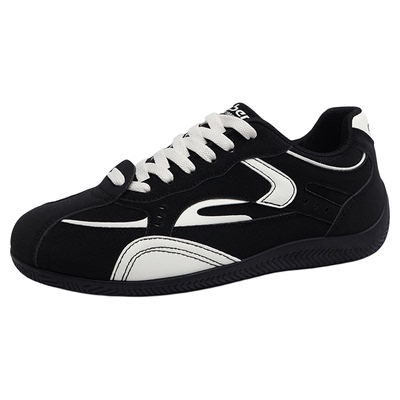人本黑色德训鞋男运动青少年板鞋